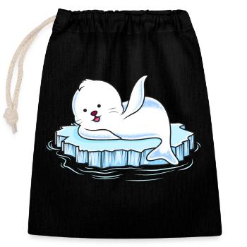 Seal Ice Floe Comic - Closable cotton gift bag (25x30cm) - black - Front