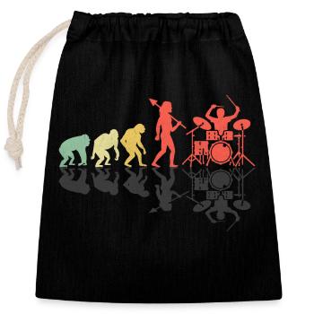 Drummer Evolution Drum Music Lover Drumming Drumme - Sac cadeau en coton avec cordon (25 x 30 cm) - noir - Devant