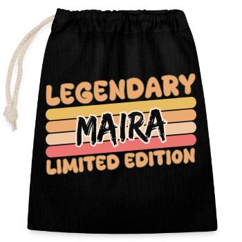 Name Maira - Closable cotton gift bag (25x30cm) - black - Front