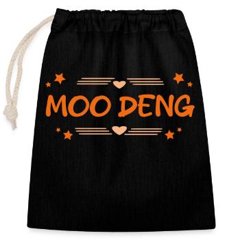 Moo Deng - Closable cotton gift bag (25x30cm) - black - Front