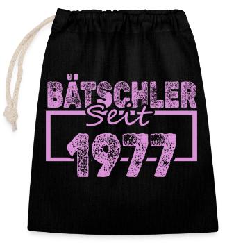 1977 - Verschließbarer Geschenkbeutel aus Baumwolle (25x30cm) - Schwarz - Vorne