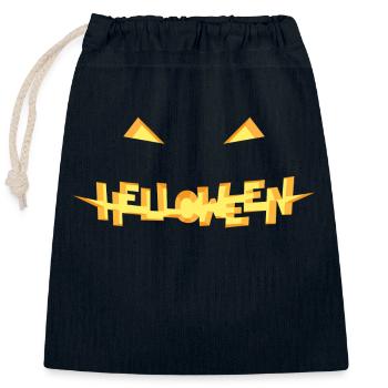 Helloween Pumpkin Type Face - Verschließbarer Geschenkbeutel aus Baumwolle (25x30cm) - Navy - Vorne