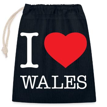I LOVE WALES - Closable cotton gift bag (25x30cm) - navy - Front