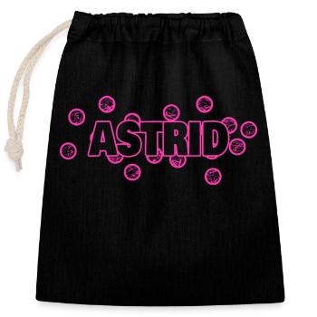 Geschenk für Astrid - Verschließbarer Geschenkbeutel aus Baumwolle (25x30cm) - Schwarz - Vorne