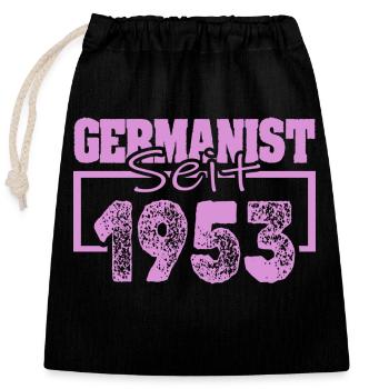 Jahrgang 1953 - Verschließbarer Geschenkbeutel aus Baumwolle (25x30cm) - Schwarz - Vorne