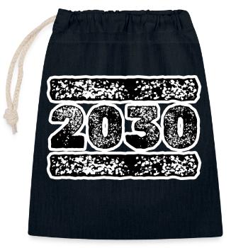 Year 2030 - Closable cotton gift bag (25x30cm) - navy - Front