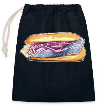 Fish roll // Illustration - Closable cotton gift bag (25x30cm) - navy - Front