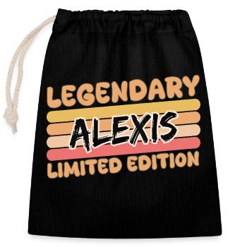 Name Alexis - Verschließbarer Geschenkbeutel aus Baumwolle (25x30cm) - Schwarz - Vorne