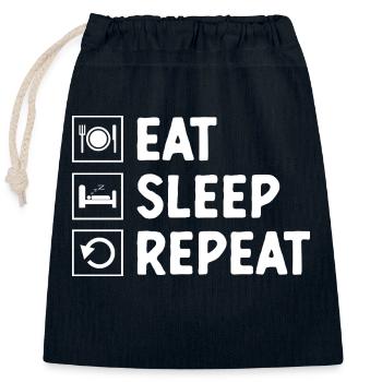 Eat Sleep Repeat Sayings For Introverts - Closable cotton gift bag (25x30cm) - navy - Front