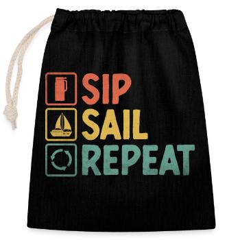 Pédalo Sip Sail Repeat - Sac cadeau en coton avec cordon (25 x 30 cm) - noir - Devant