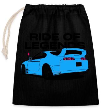 Neonblauer Sportwagen Silhouette - Verschließbarer Geschenkbeutel aus Baumwolle (25x30cm) - Schwarz - Vorne