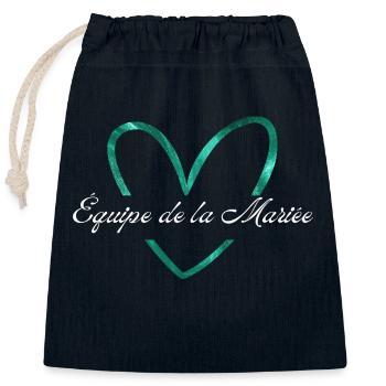 Team of The Bride Glitter Green Heart - Closable cotton gift bag (25x30cm) - navy - Front