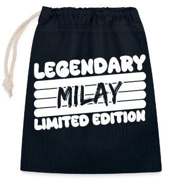 Name Milay - Closable cotton gift bag (25x30cm) - navy - Front