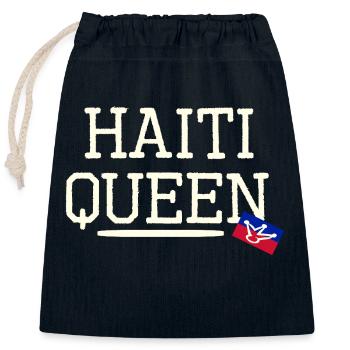 Haiti queen with funny flag - Closable cotton gift bag (25x30cm) - navy - Front