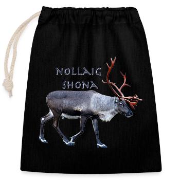Nollaig Shona - Closable cotton gift bag (25x30cm) - black - Front