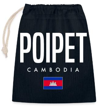 Poipet Cambodia Khmer - Closable cotton gift bag (25x30cm) - navy - Front