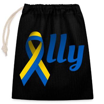 Ukraine Ally Loop - Closable cotton gift bag (25x30cm) - black - Front