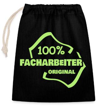 Beruf Facharbeiter - Verschließbarer Geschenkbeutel aus Baumwolle (25x30cm) - Schwarz - Vorne