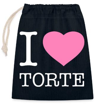 I love cake - Closable cotton gift bag (25x30cm) - navy - Front