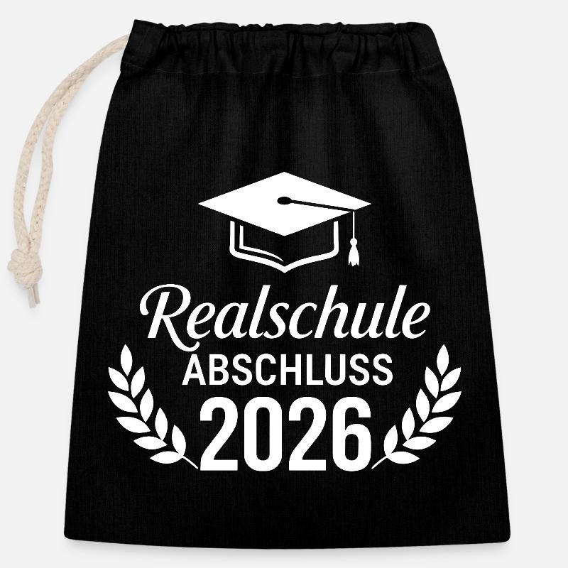 Certificat de fin d’études secondaires 2026 Diplômé - Sac cadeau en coton avec cordon (25 x 30 cm) - noir