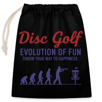 Disc Golf Evolution Of Fun Wirf Dich Zu - Verschließbarer Geschenkbeutel aus Baumwolle (25x30cm) - Schwarz - Vorne