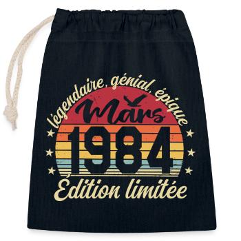 März 1984 42 Jahre Geburtstagsgeschenk März 1984 - Verschließbarer Geschenkbeutel aus Baumwolle (25x30cm) - Navy - Vorne