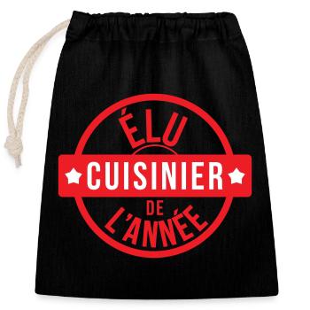 Élu cuisinier de l’année - Sac cadeau en coton avec cordon (25 x 30 cm) - noir - Devant