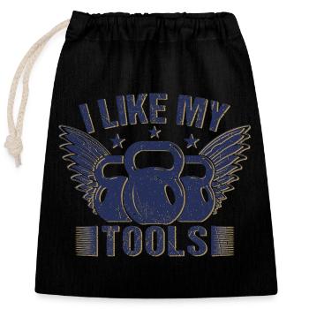 Accros à la salle de sport J’aime mes outils Calisthénique Fitness - Sac cadeau en coton avec cordon (25 x 30 cm) - noir - Devant