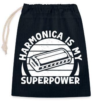 Harmonica Musican Is My Superpower Harmonica - Verschließbarer Geschenkbeutel aus Baumwolle (25x30cm) - Navy - Vorne