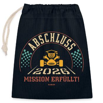 Abschluss 2026 – Mission Erfüllt! Zieleinfahrt 4C - Verschließbarer Geschenkbeutel aus Baumwolle (25x30cm) - Navy - Vorne