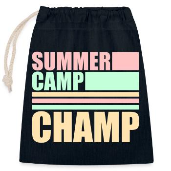 Summer Camp Champ Lustig Kinder Outdoor Abenteuer - Verschließbarer Geschenkbeutel aus Baumwolle (25x30cm) - Navy - Vorne
