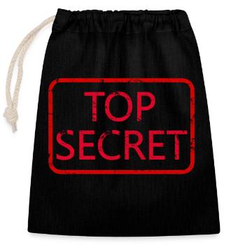 Top Secret - Closable cotton gift bag (25x30cm) - black - Front