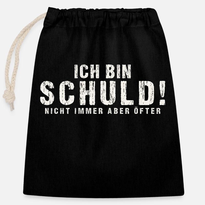 I am guilty Not always but more often - Closable cotton gift bag (25x30cm) - black