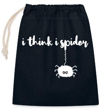 i think i spider, ich glaub ich spinne Lustig - Verschließbarer Geschenkbeutel aus Baumwolle (25x30cm) - Navy - Vorne