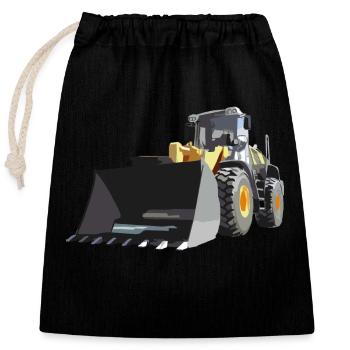wheel loader - Closable cotton gift bag (25x30cm) - black - Front