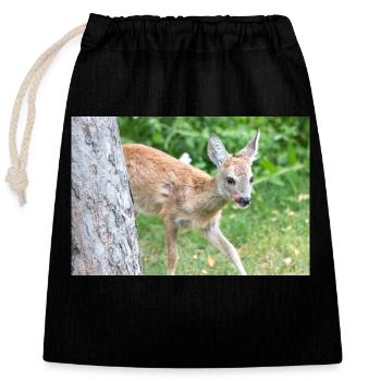 Fauve de cerf (Capreolus capreolus, cerf, faon, fauve) - Sac cadeau en coton avec cordon (25 x 30 cm) - noir - Devant