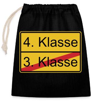 4. Klasse nicht 3. Klasse - Verschließbarer Geschenkbeutel aus Baumwolle (25x30cm) - Schwarz - Vorne