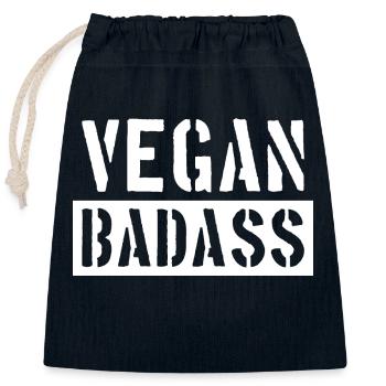 VEGAN BADASS VEGANER - Verschließbarer Geschenkbeutel aus Baumwolle (25x30cm) - Navy - Vorne