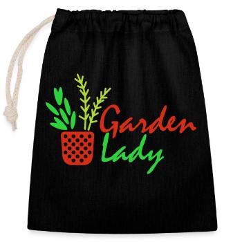 garden lady - Jardin femme - Sac cadeau en coton avec cordon (25 x 30 cm) - noir - Devant
