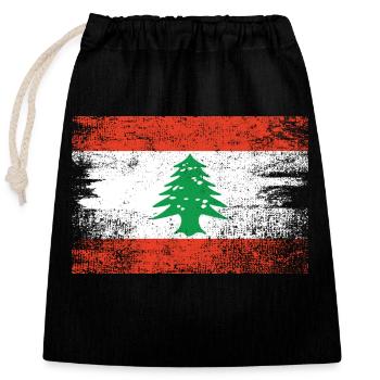 Libanon Flagge Grunge - Verschließbarer Geschenkbeutel aus Baumwolle (25x30cm) - Schwarz - Vorne