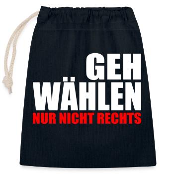 Geh wählen - Verschließbarer Geschenkbeutel aus Baumwolle (25x30cm) - Navy - Vorne