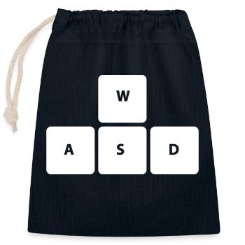 WSAD Gamer Gaming Clavier Gambler Chemise - Sac cadeau en coton avec cordon (25 x 30 cm) - bleu marine - Devant