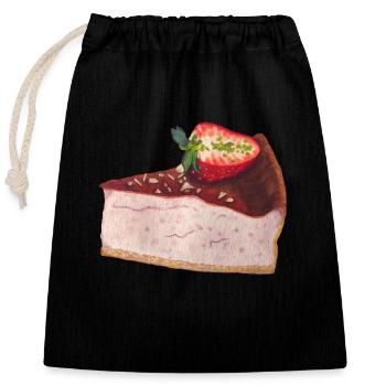 Gâteau aux fraises Cheesecake - Sac cadeau en coton avec cordon (25 x 30 cm) - noir - Devant