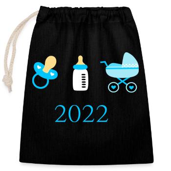 Baby 2022 Birth Family - Closable cotton gift bag (25x30cm) - black - Front