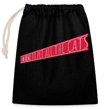 Animaux de compagnie tous les chats - Sac cadeau en coton avec cordon (25 x 30 cm) - noir - Devant