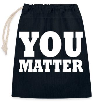 You matter - Closable cotton gift bag (25x30cm) - navy - Front