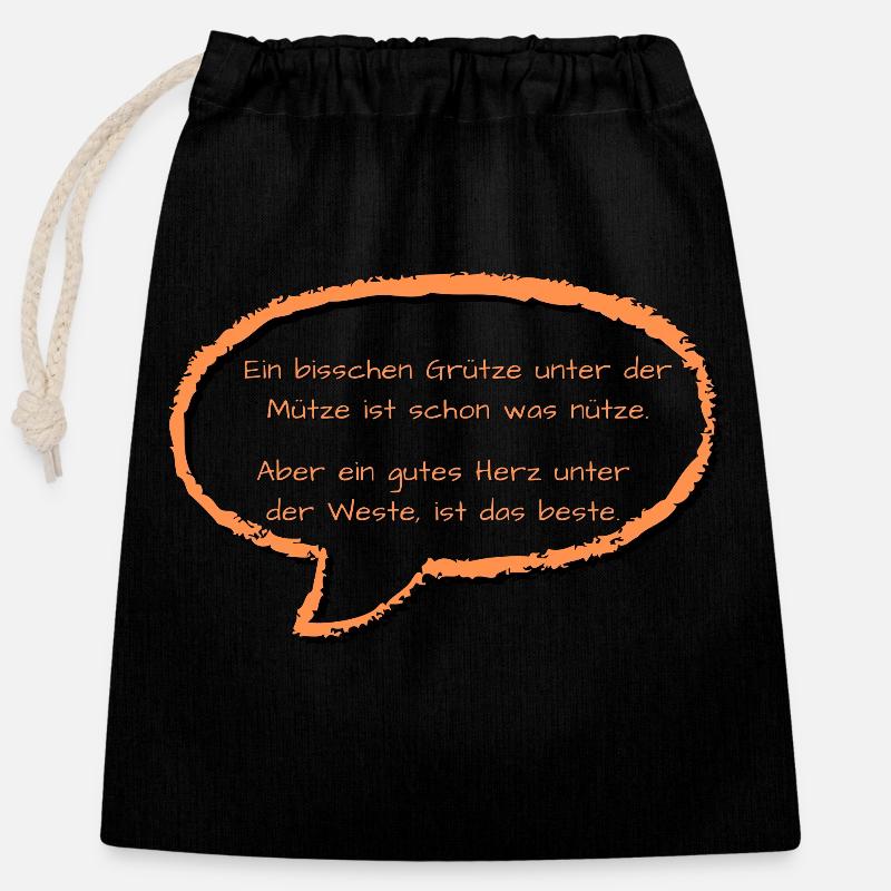 Grits under the cap - Closable cotton gift bag (25x30cm) - black