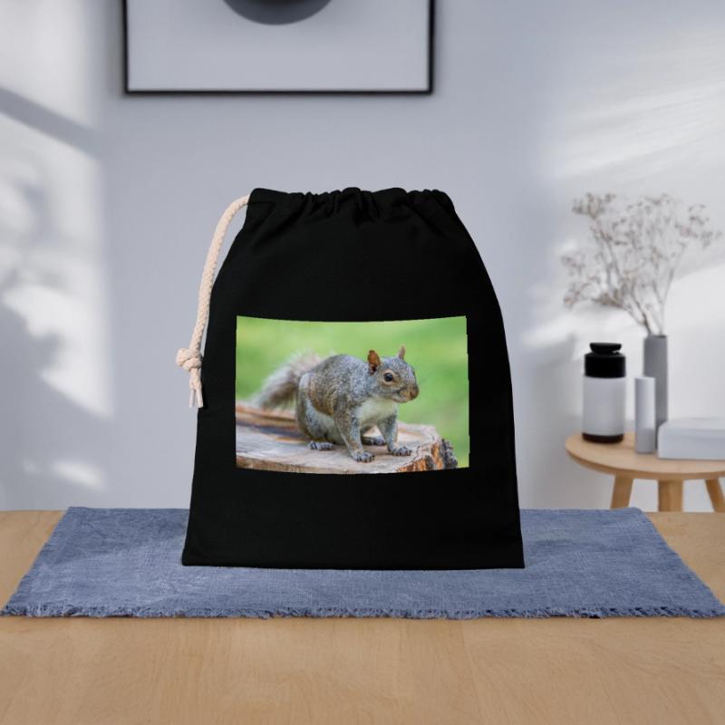 Grey squirrel Grauhörnchen Sciurus carolinensis Closable cotton gift bag (25x30cm)