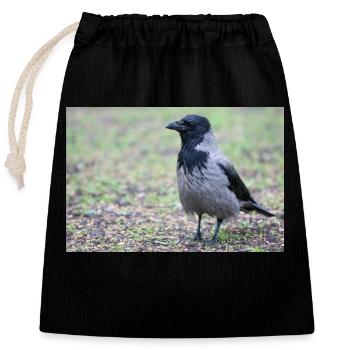 Corneille de Carrion (Aaskrähe, Corvus corone) - Sac cadeau en coton avec cordon (25 x 30 cm) - noir - Devant