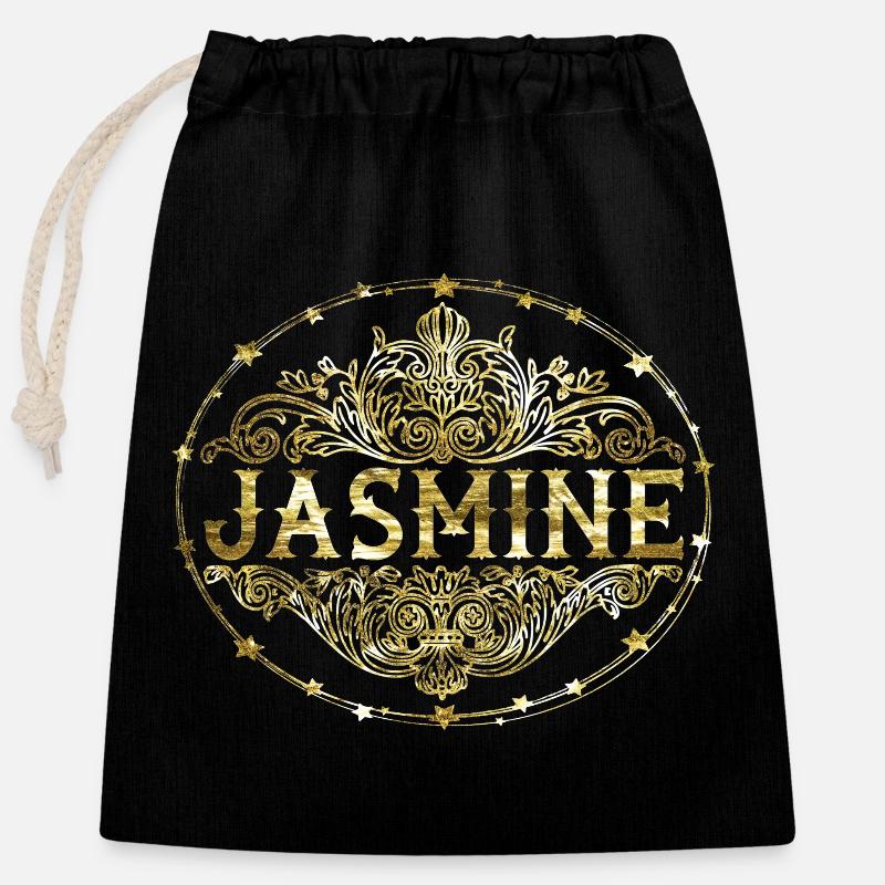 Jasmine - Verschließbarer Geschenkbeutel aus Baumwolle (25x30cm) - Schwarz